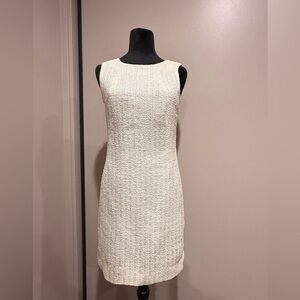 Theory Cream Textured Sleeveless Mini Dress